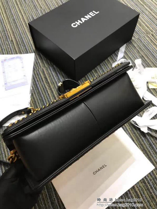 香奈兒CHANEL A94804新款leboy蟒蛇皮金屬邊手提斜挎單肩包黑金蘭 DSC2017